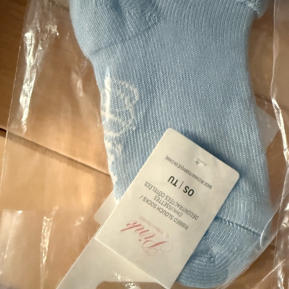 1 Pair- ONLY —BLUE Victoria's Secret PINK Slouch Socks- - Picture 2 of 11